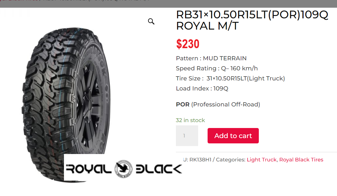 31x10.5R15 Mud Tire