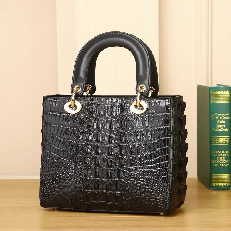 Handbag - Black Crocodile Leather