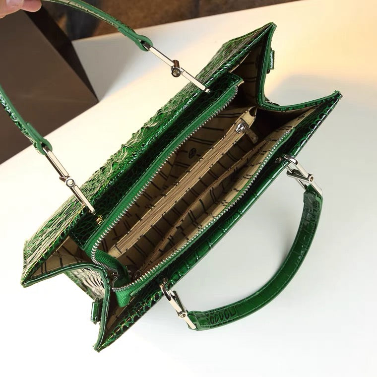 Tote Bag - Black - Crocodile Skin Pattern