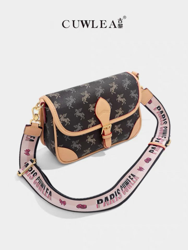 Clutch - Unicorn Pattern - Tan Leather Trim