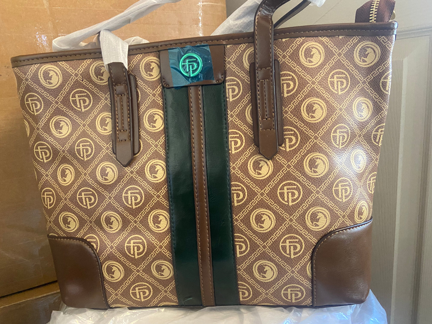Tote Bag - Brown on Brown - Rhomboid Patterning