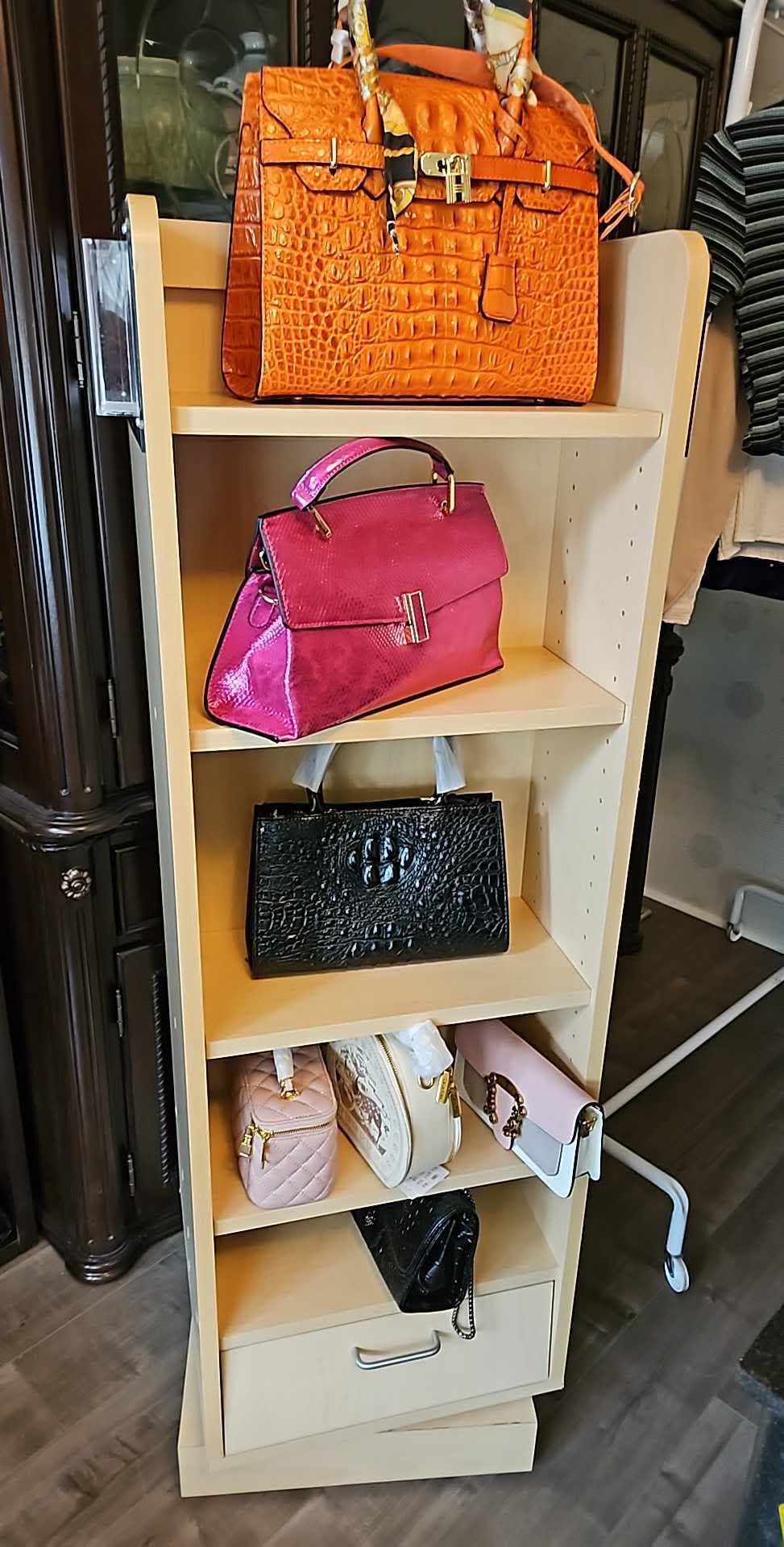 Shoulder Bag- Tan with Brown Trim