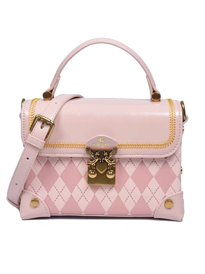 Clutch - Diamond Pattern - Pink Trim