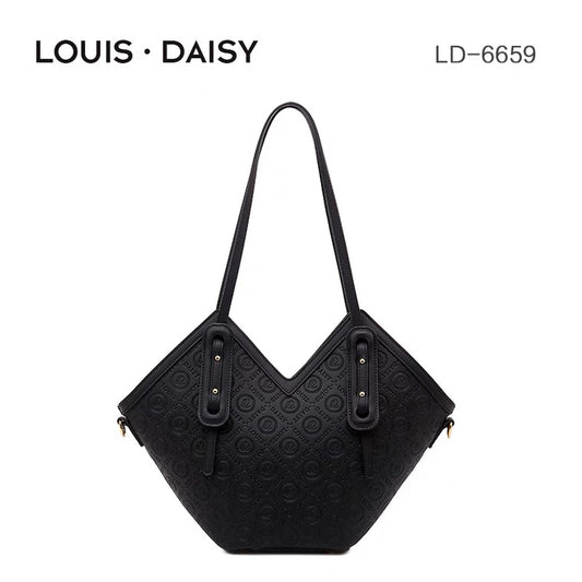 Tote Bag - Black Valentine Shape - Louis Daisy Pattern
